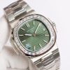 Patek Philippe Nautilus Olive Green Dial Diamond Stainless Steel Watch
