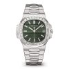 Patek Philippe Nautilus Olive Green Dial Diamond Stainless Steel Watch