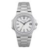 Patek Philippe Nautilus White Dial Diamond Stainless Steel Watch