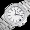 Patek Philippe Nautilus White Dial Diamond Stainless Steel Watch