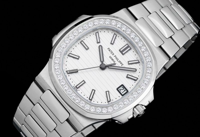 Patek Philippe Nautilus White Dial Diamond Stainless Steel Watch