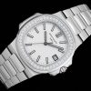 Patek Philippe Nautilus White Dial Diamond Stainless Steel Watch