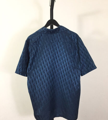 DIOR HOMME BLUE OBLIQUE SILK BLEND SHIRT - DS085