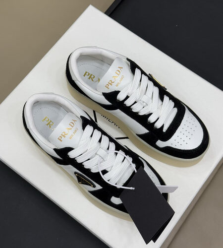 PRADA DOWNTOWN BOLD NAPPA LEATHER AND SUEDE SNEAKERS - PRS080