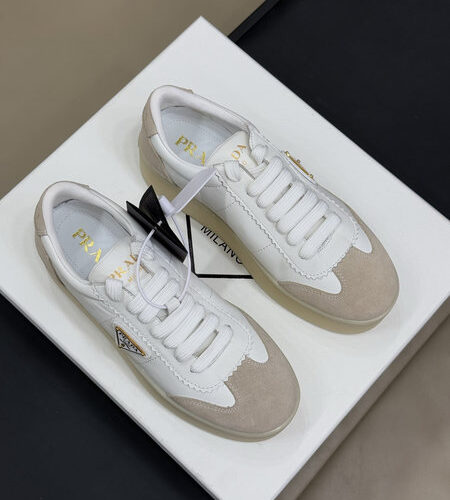 PRADA DOWNTOWN BOLD NAPPA LEATHER AND SUEDE SNEAKERS - PRS081