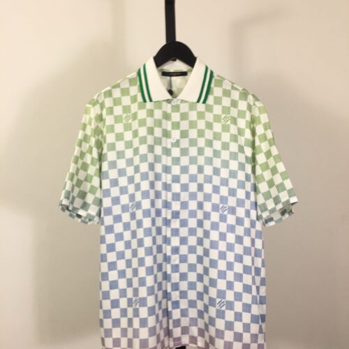 LV DAMIER GRADIENT PRINTED SILK POLO SHIRT - LS068