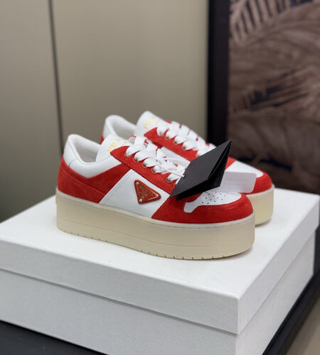 PRADA DOWNTOWN BOLD NAPPA LEATHER AND SUEDE SNEAKERS - PRS083