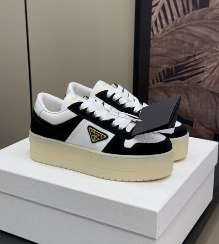 PRADA DOWNTOWN BOLD NAPPA LEATHER AND SUEDE SNEAKERS - PRS080