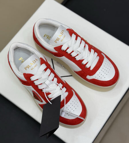 PRADA DOWNTOWN BOLD NAPPA LEATHER AND SUEDE SNEAKERS - PRS083