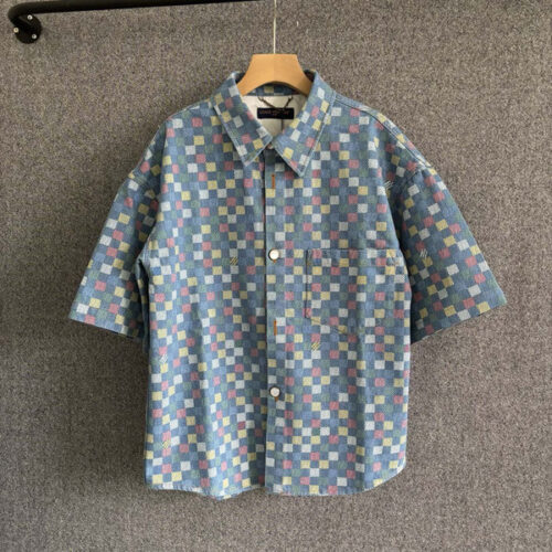 LV DAMIER CHAMBRAY SHORT-SLEEVED SHIRT - LS071