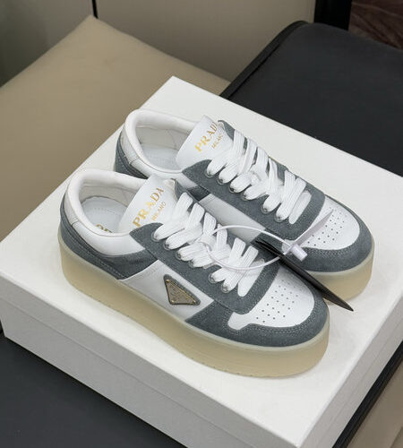 PRADA DOWNTOWN BOLD NAPPA LEATHER AND SUEDE SNEAKERS - PRS084
