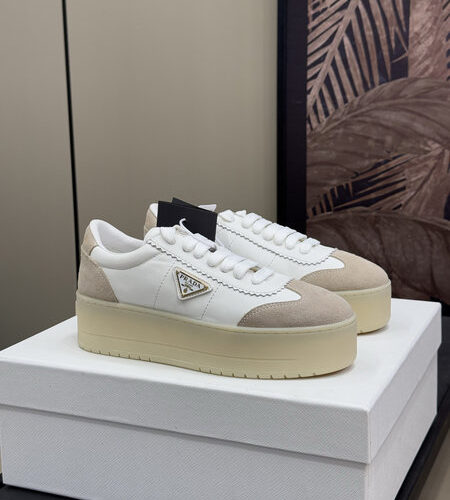 PRADA DOWNTOWN BOLD NAPPA LEATHER AND SUEDE SNEAKERS - PRS081