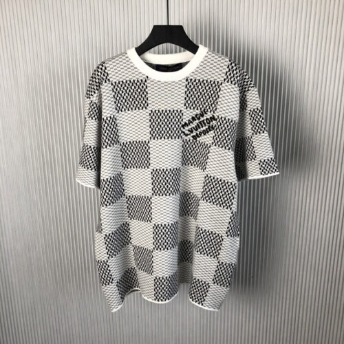 LV JACQUARD DAMIER SHORT-SLEEVED COTTON CREWNECK - LS078