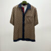 GUCCI PRINTED SILK SHIRT IN BEIGE AND BLUE - GS042