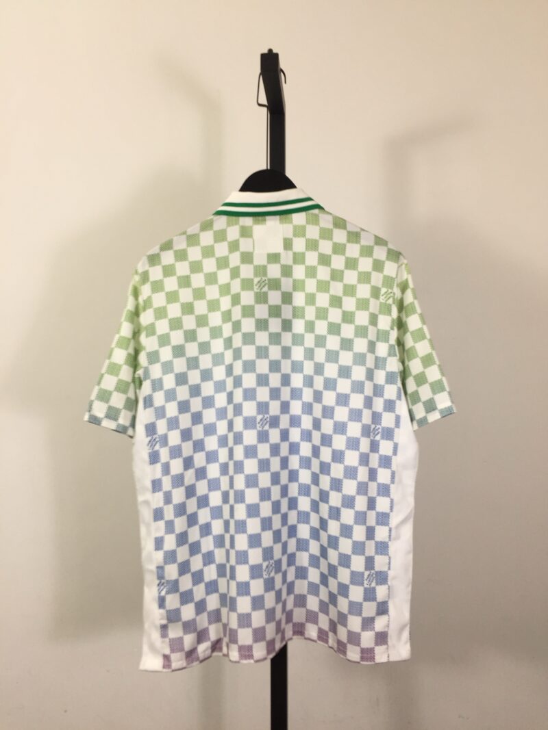 LV DAMIER GRADIENT PRINTED SILK POLO SHIRT - LS068